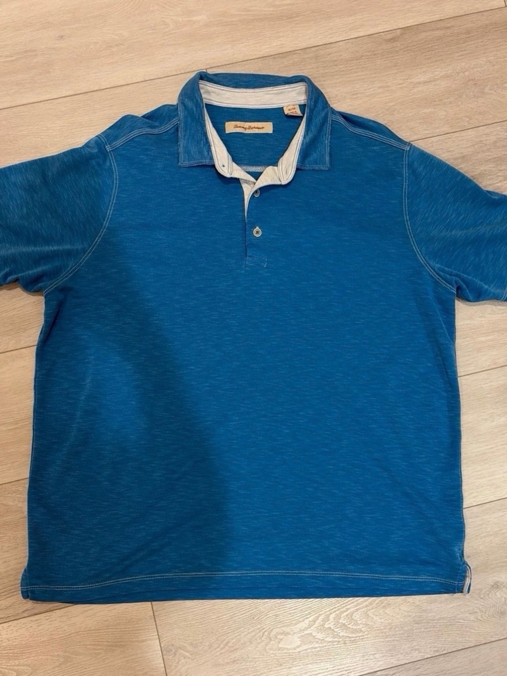 Tommy Bahama Blue Short-Sleeve Polo with Contrast Placket